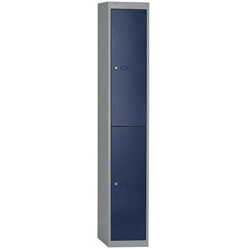 Bisley 2 Door Steel Locker Goose Grey & Blue W305xD305xH1802mm 5 Year Warranty