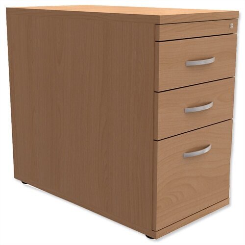 Filing Pedestal Desk-High 3-Drawer 800mm Deep Beech  - Universal Storage Can Be Used Alone Or Accompany The Switch, Komo or Ashford Ranges