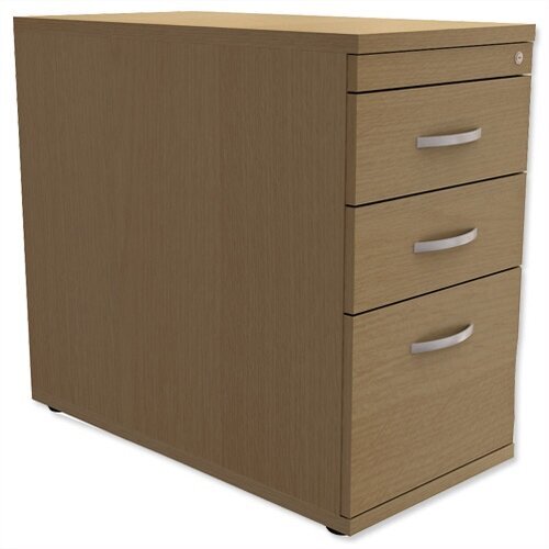 Filing Pedestal Desk-High 3-Drawer 800mm Deep Urban Oak  - Universal Storage Can Be Used Alone Or Accompany The Switch, Komo or Ashford Ranges