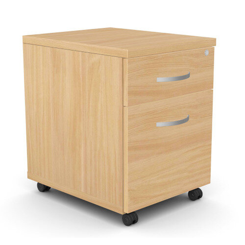Mobile Filing Pedestal 2-Drawer Beech  - Universal Storage Can Be Used Alone Or Accompany The Switch, Komo or Ashford Ranges