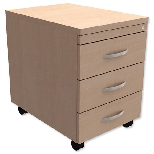 Mobile 3-Drawer Pedestal Maple  - Universal Storage Can Be Used Alone Or Accompany The Switch, Komo or Ashford Ranges