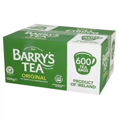 Barry's Original Blend Green Label 600's 1 Cup Tea Bags (Pack of 600) - Premium Irish Tea for Catering & Offices