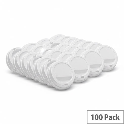 Caterpack Sip Disposable Lids For Paper Cups 12oz-16oz/350-450ml White Pack of 100 MXPWL90