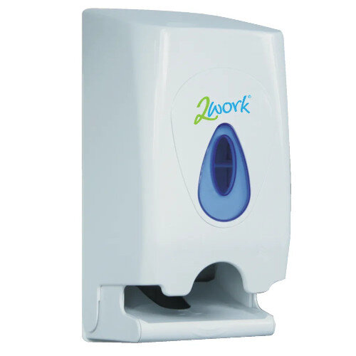 2Work Twin Toilet Roll Plastic Dispenser White