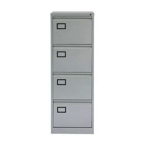 Bisley 4 Drawer Filing Cabinet Grey with Central Lock - 35kg Drawer Capacity - W470xD622xH1321mm - 5 Years Warranty
