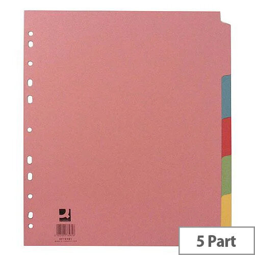 Extra Wide Subject Divider Multi-Punched A4 5-Part Assorted Colours Q-Connect