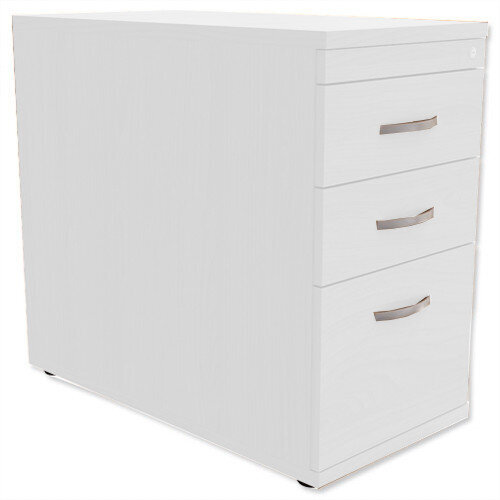 Filing Pedestal Desk-High 3-Drawer 800mm Deep White  - Universal Storage Can Be Used Alone Or Accompany The Switch, Komo or Ashford Ranges