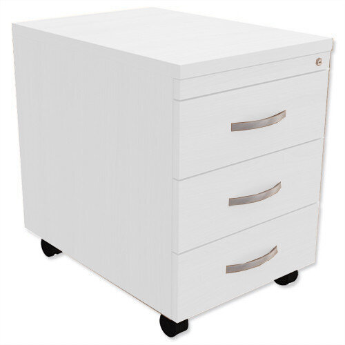 Mobile 3-Drawer Pedestal White  - Universal Storage Can Be Used Alone Or Accompany The Switch, Komo or Ashford Ranges