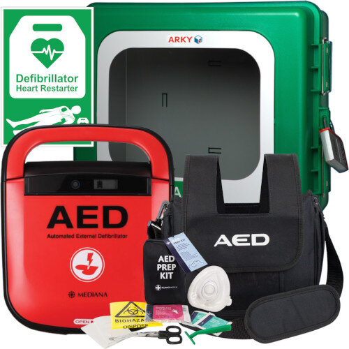 Mediana HeartOn A15 AED OUTDOOR Defibrillator Bundle 2870BO