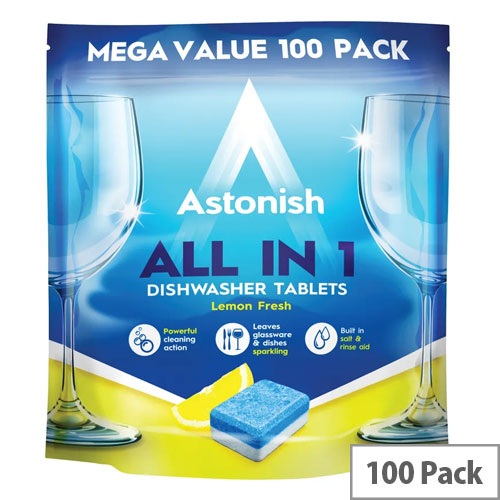 Astonish Pack of 100 All in 1 Dishwasher Tablets Blue