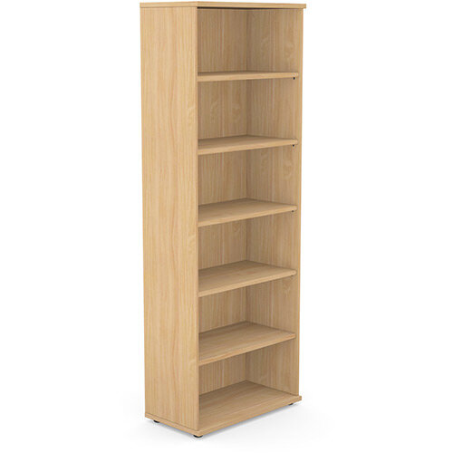 Tall Bookcase with Adjustable Shelves and Floor-leveller Feet W800xD420xH2210mm 18mm Panel Beech  - Universal Storage Can Be Used Alone Or Accompany The Switch Komo or Ashford Ranges