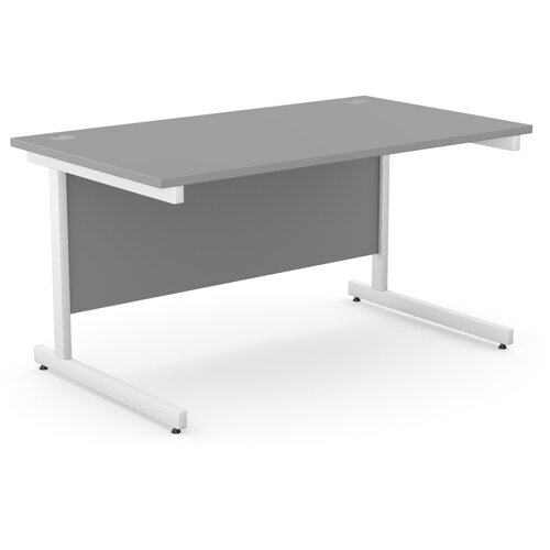 Office Desk Rectangular White Cantilever Legs W1400xD800xH725mm Grey Ashford