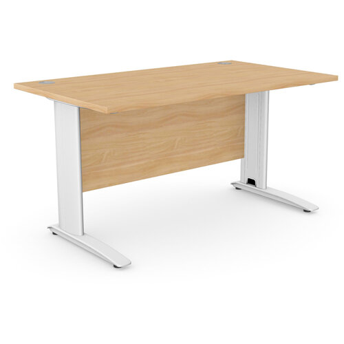 Cantilever Office Desk Rectangular With White Cable Managed Leg W1400xD800xH725mm Beech Komo