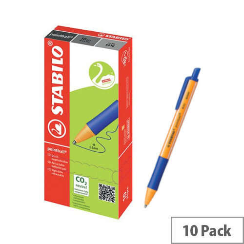 Stabilo Pointball Retractable Ballpoint Pens - Blue, Pack of 10 6030/41