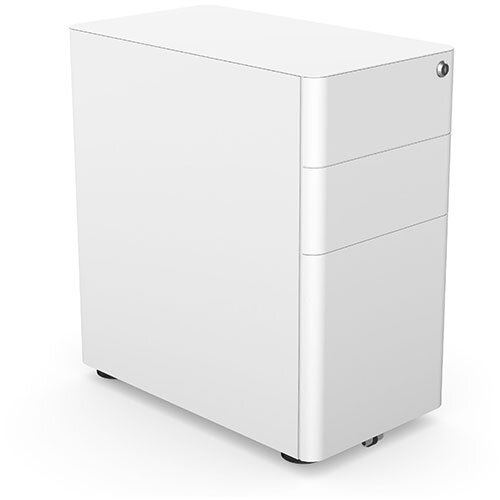 Moda L Metal Pedestal with 2 Stationary and 1 Filling Drawer - D535 x H580 x W300mm - White