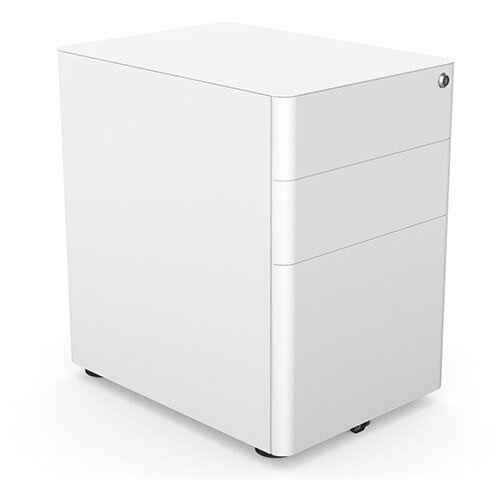 Moda L White Metal Pedestal with 2 Stationery Drawers and 1 Filing Drawer - D535xH580xW390mm
