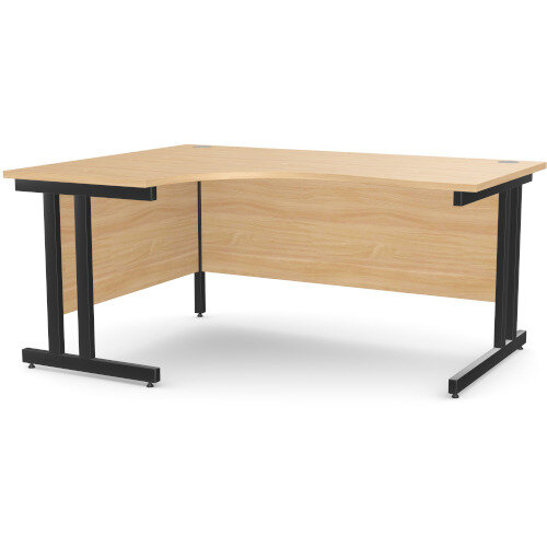 Ashford Black Metal Twin Leg Left Hand Crescent Beech Desk 1600mm