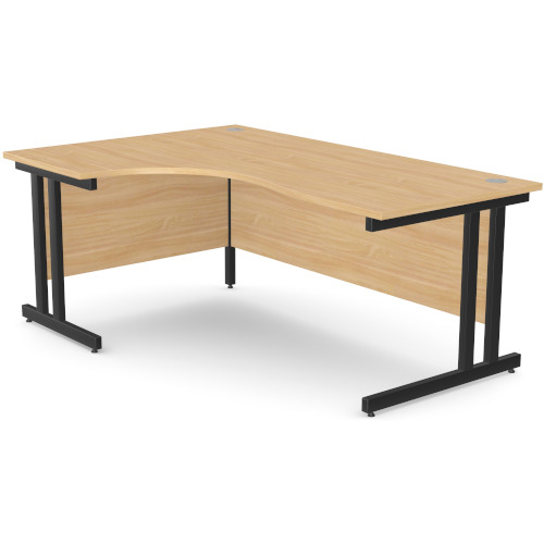 Ashford Black Metal Twin Leg Left Hand Crescent Beech Desk 1800mm