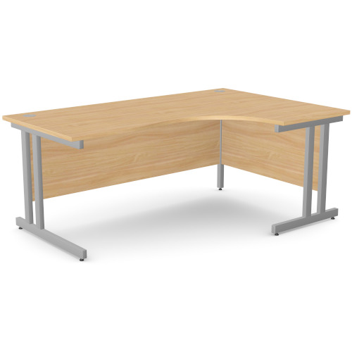 Ashford Silver Metal Twin Leg Right Hand Crescent Beech Desk 1800mm