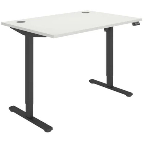 Core Electric Single Motor Height Adjustable Sit Stand Desk 1200 x 800 Arctic White Top and Black frame 5 Year Warranty