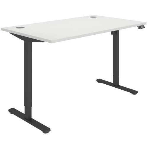 Core Electric Single Motor Height Adjustable Sit Stand Desk 1400 x 800 Arctic White Top and Black frame 5 Year Warranty