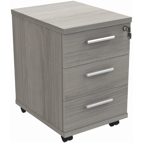 Core 3 Drawer Under Desk Mobile Pedestal Alaskan Grey Oak