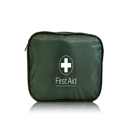 First Aid Green Zipped Bag 15.5cm x 23.5cm x 7cm EMPTY