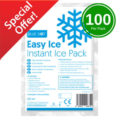 BLUE DOT Instant Ice Pack, Medium 19cm x 13cm, 100, VALUE DEAL