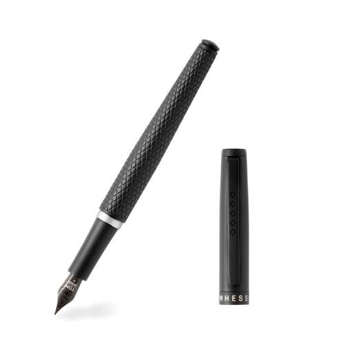 Tom Hessin Magnetic Series Carbon Fountain Pen with Matt Black Trim and PVD Black Medium Nib