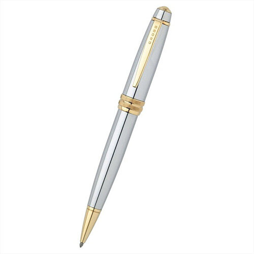 Cross Bailey Medalist Ballpoint Pen Polished Chrome with 23 Karat Gold-Plated Trims