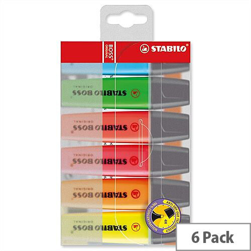 Stabilo Boss Highlighters - Assorted Colours, Pack of 6