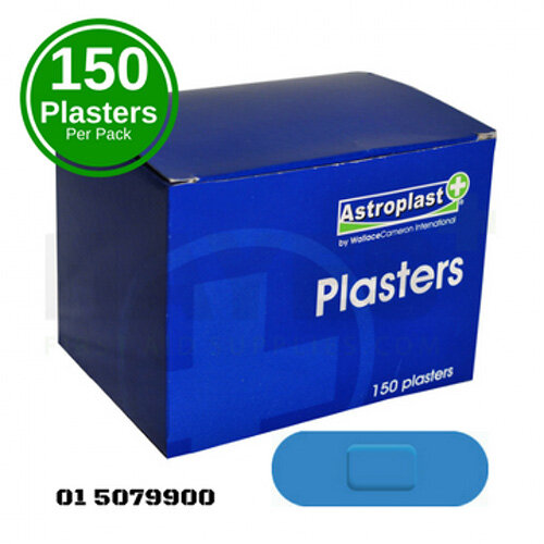 Astroplast Hypoallergenic Plasters Blue Detectable 7.2cm x 2.5cm Box of 150 1213014 Astroplast Hypoallergenic Plasters Blue Detectable 7.2cm x 2.5cm Box of 150 1213014