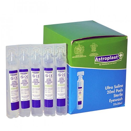 Astroplast Sterile Eye Wash Eye Pods Saline 25 x 20ml Box - Sterile, single use emergency eye wash solution for ocular, topical irrigation and wound cleansing Astroplast Sterile Eye Wash Eye Pods Saline 25 x 20ml Box - Sterile, single use emergency eye wash solution for ocular, topical irrigation and wound cleansing