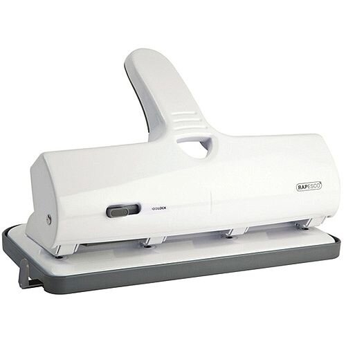 Rapesco ALU 40 Heavy Duty 4 Hole Punch Chrome and White 1324
