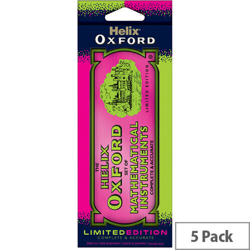 Helix Oxford Limited Edition 9-Piece Maths Set Pink Pack of 5 170519 Helix Oxford Limited Edition 9-Piece Maths Set Pink Pack of 5 170519