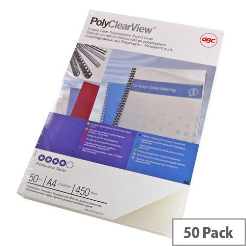 GBC A4 Polypropylene Clearview Binding Covers Frosted Clear Pack of 50 IB387159 GBC A4 Polypropylene Clearview Binding Covers Frosted Clear Pack of 50 IB387159