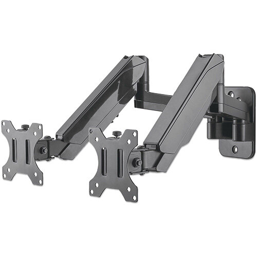 Manhattan Dual Screen TV & Monitor Mount, Wall, Full Motion (Gas Spring), 2 screens, Screen Sizes: 17-32", Black, Dual Screen, VESA 75x75 to 100x100mm 