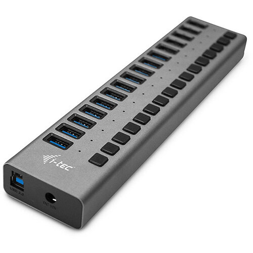 i‑tec USB 3.0 Charging Hub 16 Port (90 W) - High‑Capacity 16‑Port USB Hub with 90W Power Adapter