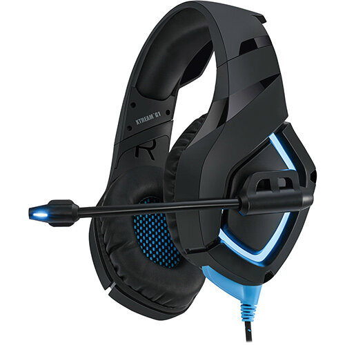 Adesso Stereo Gaming Headphone/Headset with Microphone, Headset, Head-band, Gaming, Black, Blue, Binaural, Rotary