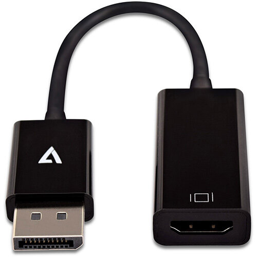 V7 Black Video Adapter DisplayPort Male to HDMI Female Slim, 0.1 m ...