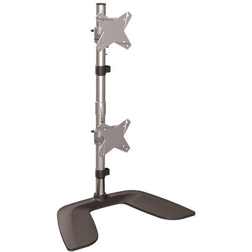 StarTech.com Vertical Dual Monitor Stand - Ergonomic Desktop Stacked Two Monitor Stand up to 27 inch VESA Mount Displays - Free Standing Universal Monitor Mount - Height Adjustable - Silver, Freestanding, 16 kg, 33 cm (13 Inches), 68.6 cm (27 Inches), 100