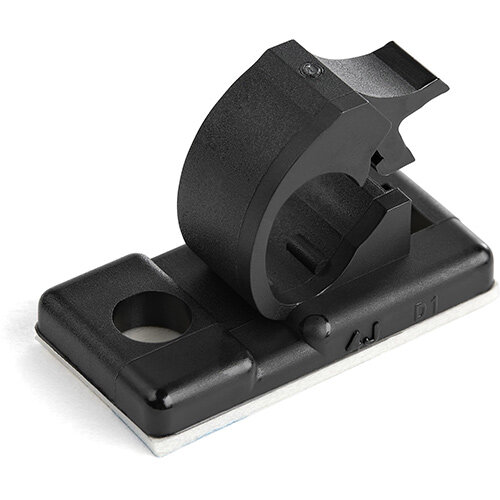 StarTech.com 100 Adhesive Cable Management Clips Black - Network/Ethernet/Office Desk/Computer Cord Organizer - Sticky Cable/Wire Holders - Nylon Self Adhesive Clamp UL/94V-2 Fire Rated, Cable clip, Nylon, Black