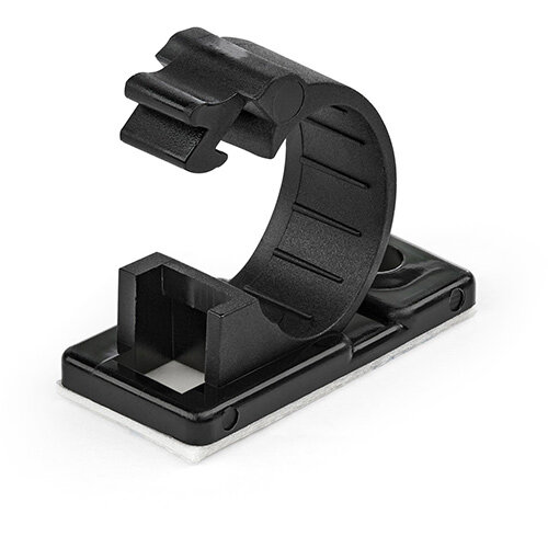 StarTech.com 100 Adhesive Cable Management Clips Black - Network/Ethernet/Office Desk/Computer Cord Organizer - Sticky Cable/Wire Holders - Nylon Self Adhesive Clamp UL/94V-2 Fire Rated, Cable clip, Nylon, Black