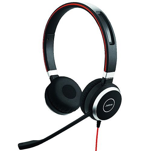 Jabra Evolve 40 Duo Headset - Stereo - USB Adapter with Audio 3.5 mm Connector - Optimised for Microsoft Skype for Business