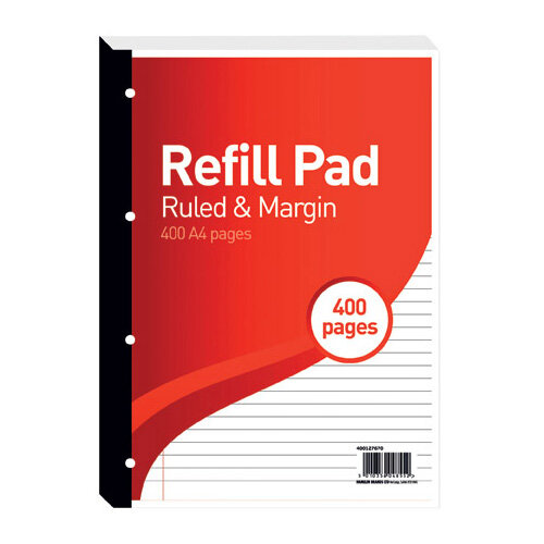 Hamelin 8mm Ruled/Margin Refill Pad A4 400 Sheet Pack of 5 400127670 Hamelin 8mm Ruled/Margin Refill Pad A4 400 Sheet Pack of 5 400127670