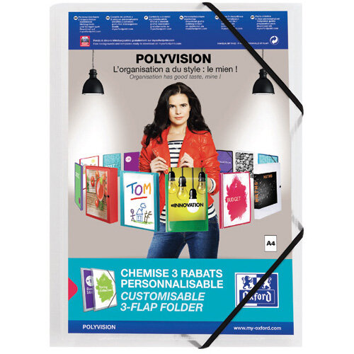 Oxford Polyvision 3 Flap Folder PP A4 Clear Pack of 12 100201153 Oxford Polyvision 3 Flap Folder PP A4 Clear Pack of 12 100201153