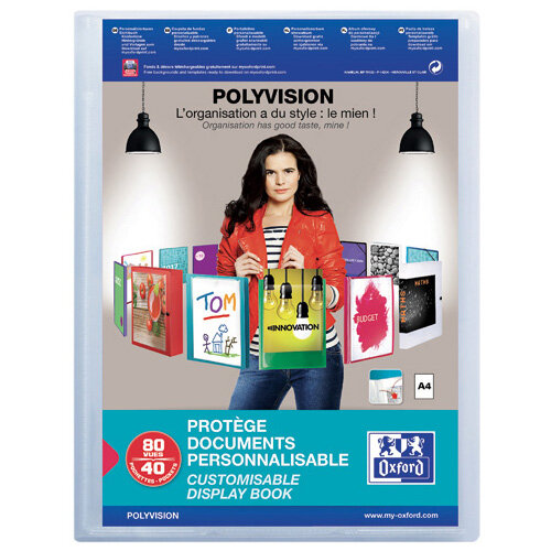 Oxford Display Book Polyvision 40 Pocket PP A4 Clear 100206232