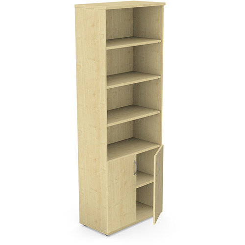 Tall Cupboard Part-Open Lockable Bottom Doors & Adjustable Shelves W800xD420xH2210mm 18mm Panel Maple  - Universal Storage Can Be Used Alone Or Accompany The Switch Komo or Ashford Ranges