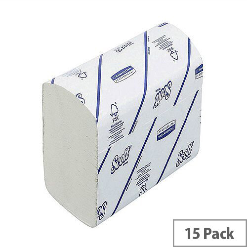 Scott Xtra Paper Hand Towels I-Fold 1-Ply White 240 Towels Per Sleeve 15 Sleeves (3600 Sheets) 6669