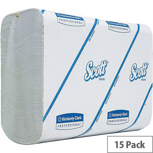 Kimberly Clark Scott Performance Paper Hand Towels Interfolded 1-Ply White 300 Towels Per Sleeve 15 Sleeves (4500 Sheets) 6659